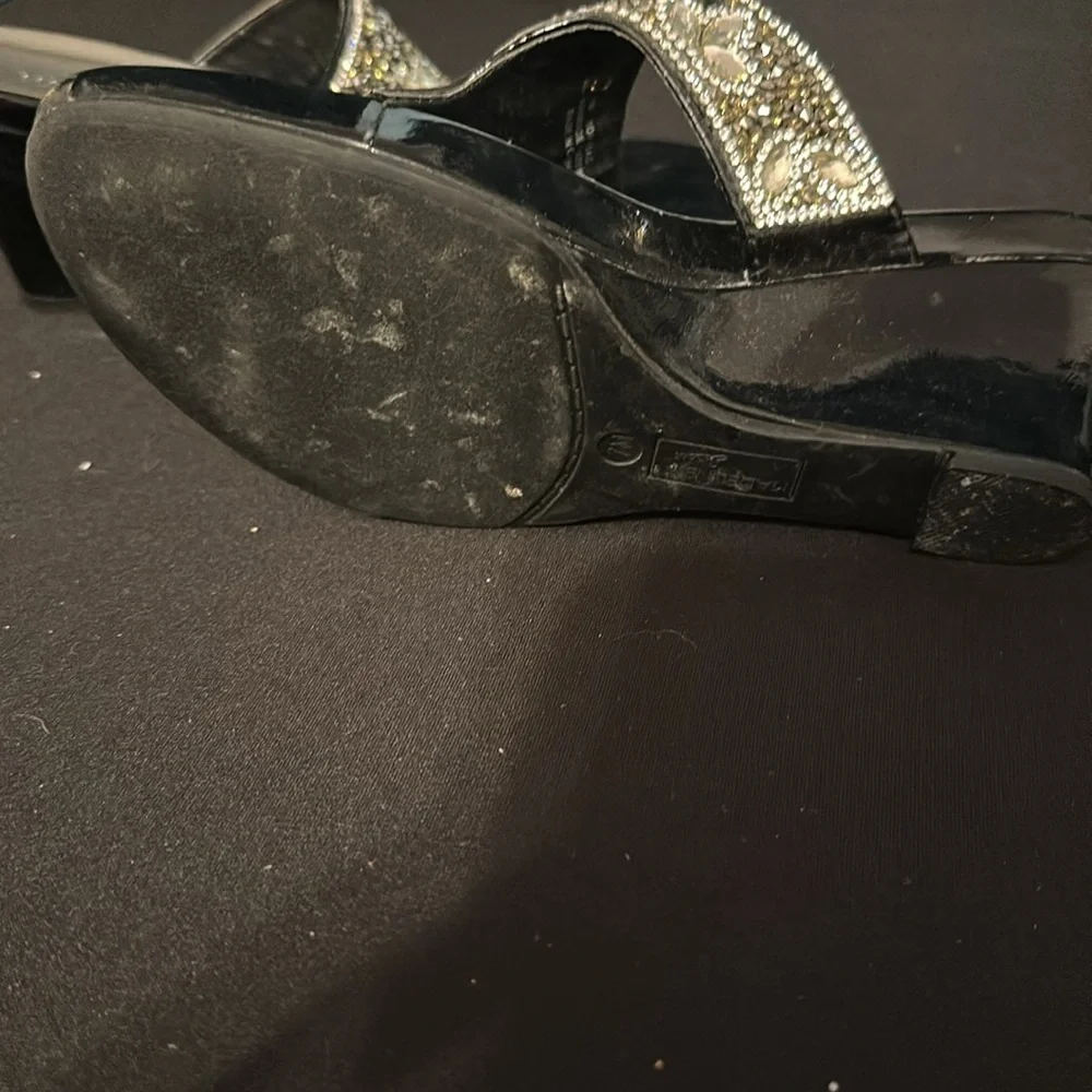 Madeline Stuart Black and Silver Sandals